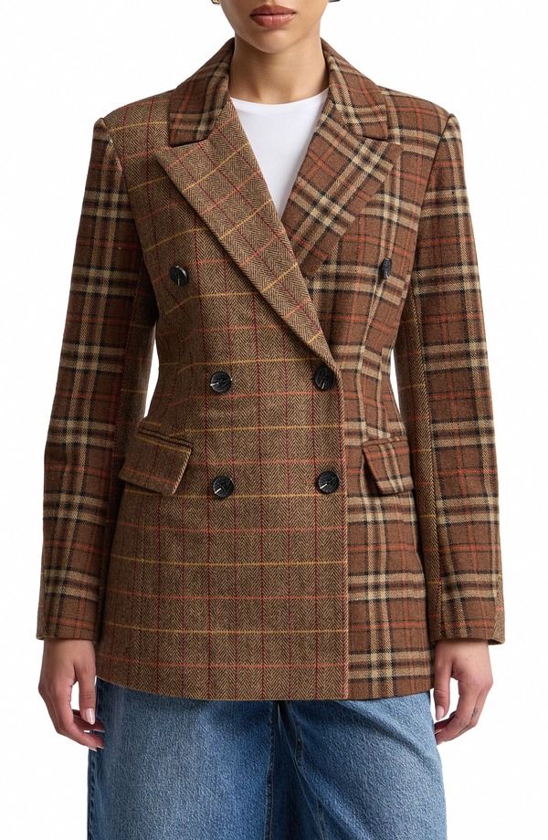 アヴェックレフィーユ レディース アウター ジャケット・ブルゾン Avec Les Filles Mixed Plaid Hourglass Jacket BROWN CHEVRON PLAID ブラ