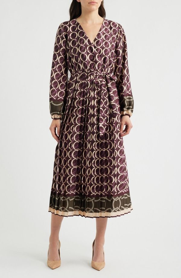 サムエデルマン レディース トップス ワンピース プリント Sam Edelman Geo Print Long Sleeve Dress GEOMETRIC WINE ワイン
