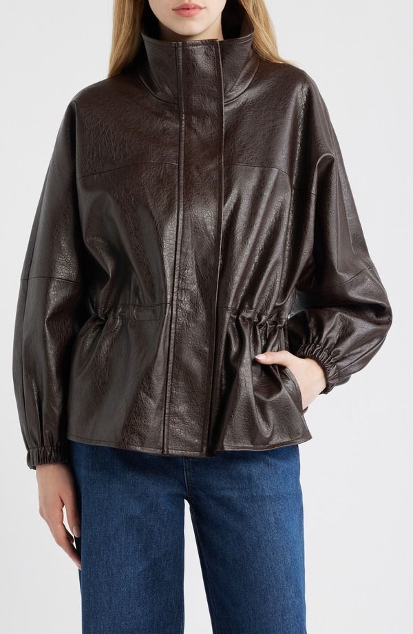 サムエデルマン レディース アウター コート レザー フェイクレザー Sam Edelman Faux Leather Anorak DARK BROWN ブラウン 31,070円