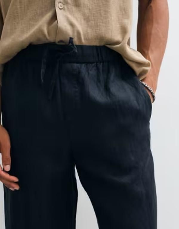 アルケット メンズ ボトムス カジュアルパンツ リネン ARKET linen look pants Navy blue ネイビー