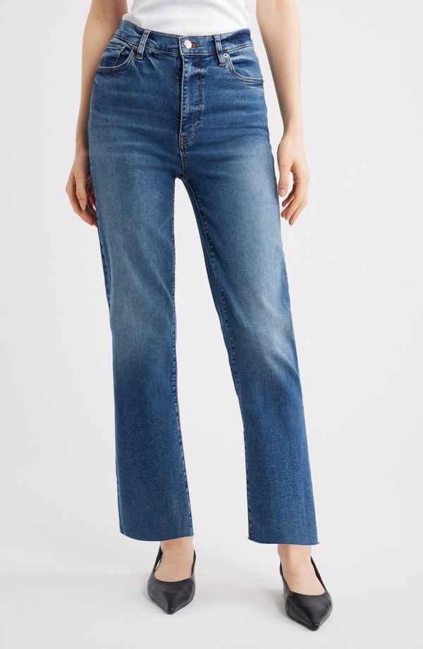 フレーム レディース ボトムス デニムパンツ ストレート ジーンズ FRAME Le Sleek Stretch Straight Leg Jeans DAYLILY RAW FRAY