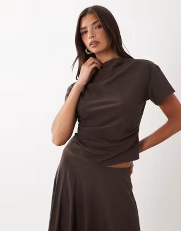 ライオネス レディース トップス シャツ ウエストマーク ドレープ リネン Lioness Halcyon linen rich draped boat neck cinched waist rela