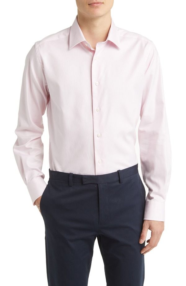 デイビッドドナヒュー メンズ トップス シャツ オックスフォード Davidonahue Trim Fit Royal Oxfordresshirt PINK ピンク