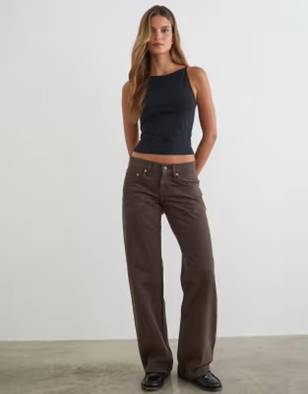 モーテル レディース ボトムス デニムパンツ ローライズ ジーンズ Motelow rise parallel jeans in dark chocolate BROWN ブラウン 23,660円