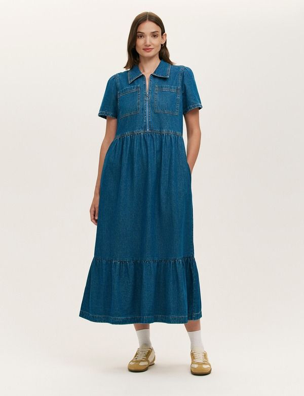 ファイナリー ロンドン レディース トップス ワンピース ミディ シャツ デニム Finery London Tania Denimidi Shirt Dress Mid Blue ブルー