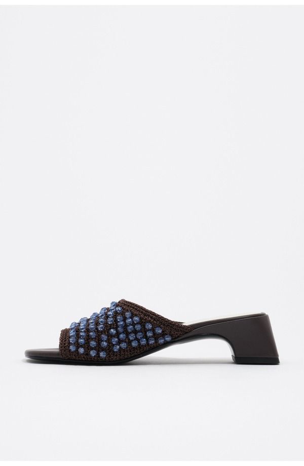 ビンバイローラ レディース シューズ サンダル ヒール Bimba y Lola Crochet Beaded Heeled Sandal Women DARK BROWN ブラウン