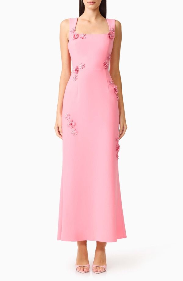 エリアット レディース トップス ワンピース フラワー柄 フラワー Elliatt Hayley Beaded Floral Appliqu Sheath Gown PINK ピンク