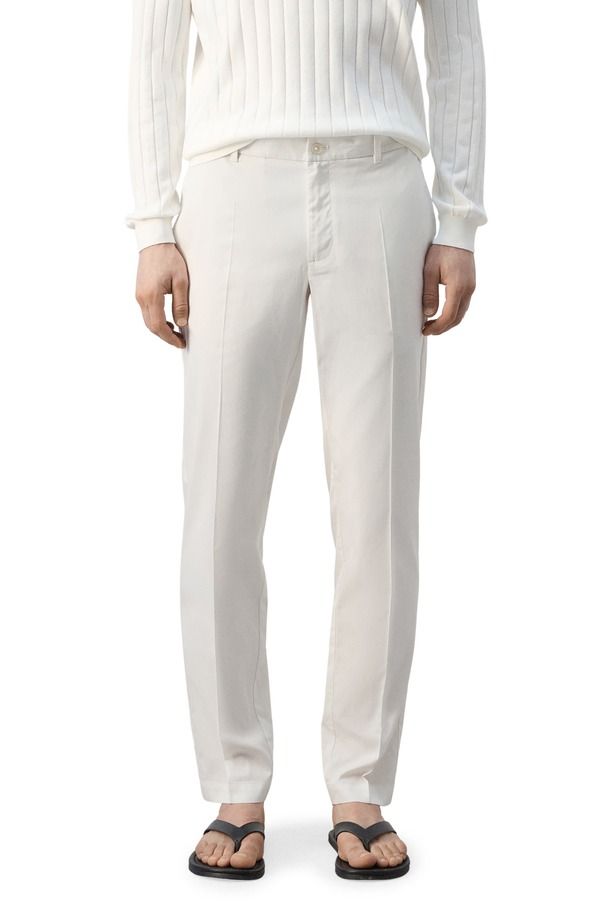 マンゴ メンズ ボトムス カジュアルパンツ レギュラーフィット MANGO Regular Fit Pleat Front Pants OFF WHITE オフホワイト
