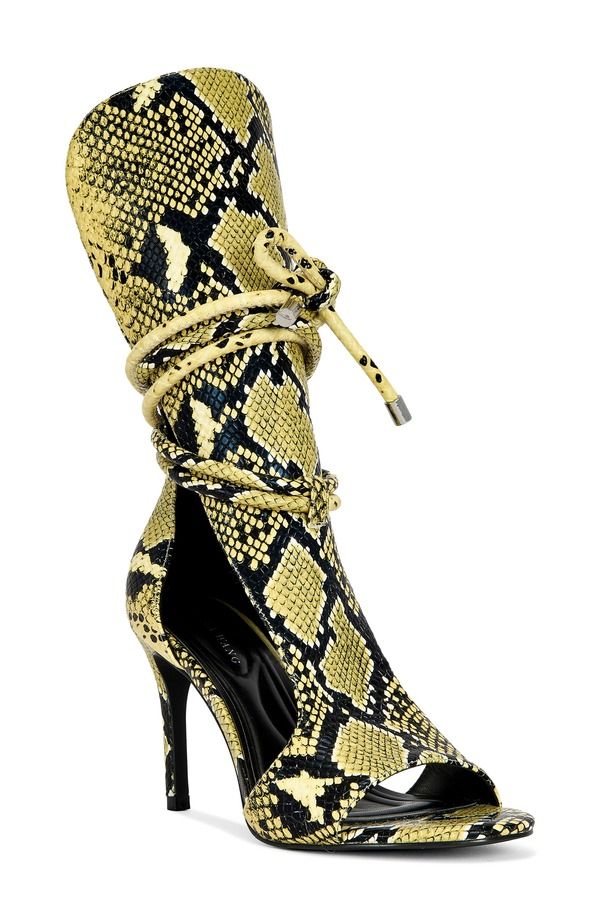 アザレア ワン レディース シューズ サンダル AZALEA WANG Bocker Snakeskin Embossed Sandal Women YELLOW MULTI イエロー