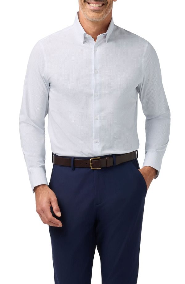ミズンメイン メンズ トップス シャツ MizzenMain Leeward Trim Fit Micro Dot Performance ButtonUp Shirt NAVY MICRO DOT