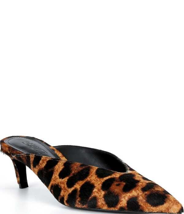 シュッツ レディース シューズ サンダル プリント ヒール Schutz Loren Leopard Print Calf Hair Pointed Toe Kitten Heel Dress Mul 38,220円