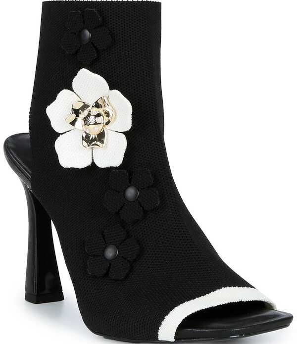 カール ラガーフェルド レディース シューズ ブーツ・レインブーツ ニット ヒール KARLAGERFELD PARIS Dacey Knit Peep Toe Open Heel Flower Bo