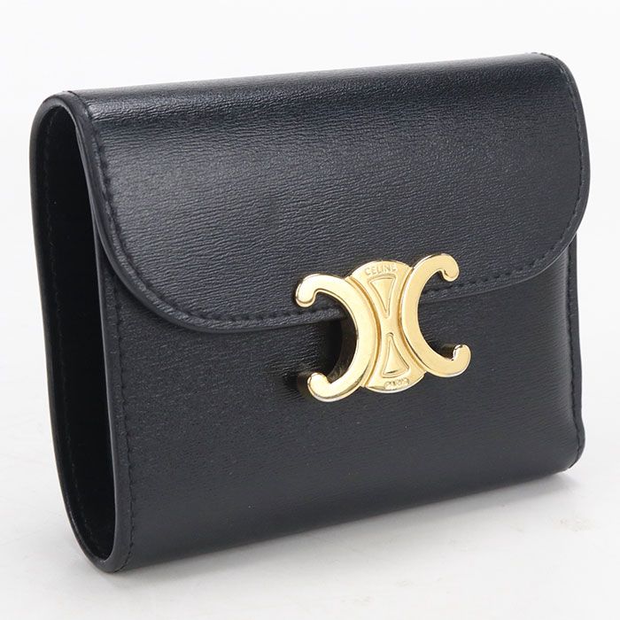 CELINE セリーヌ スモールフラップウォレット トリオンフ 10D783DPV.38NO 三つ折り財布/シャイニーカーフスキン【中古】 レディース