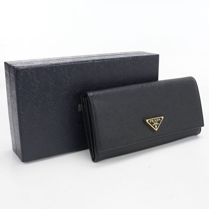 PRADA プラダ サフィアーノトライアングル 長財布二折 レザー【中古】 レディース