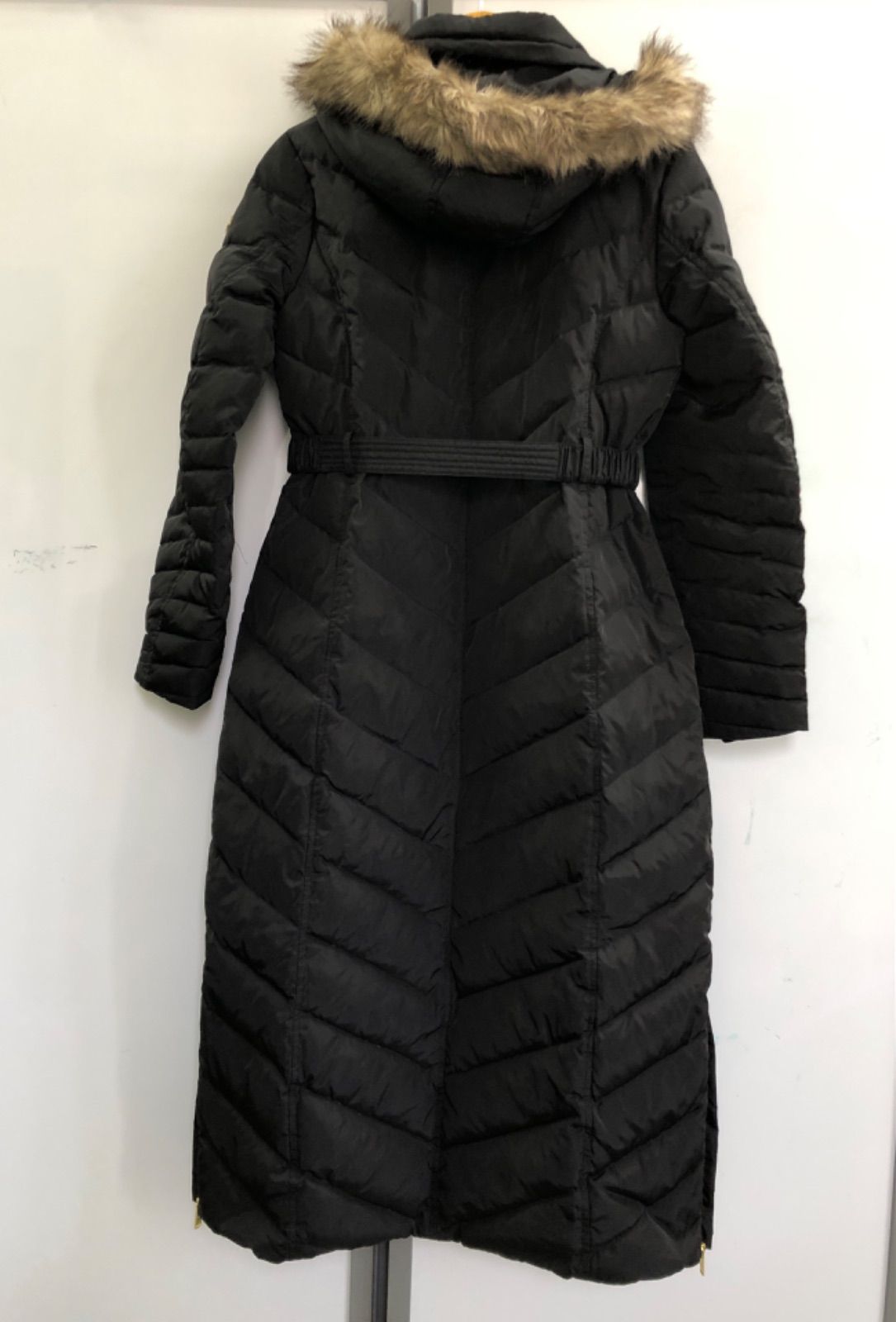 D1-91】◇ MICHEL KORS ファー付きダウンロングコート ブラック サイズ