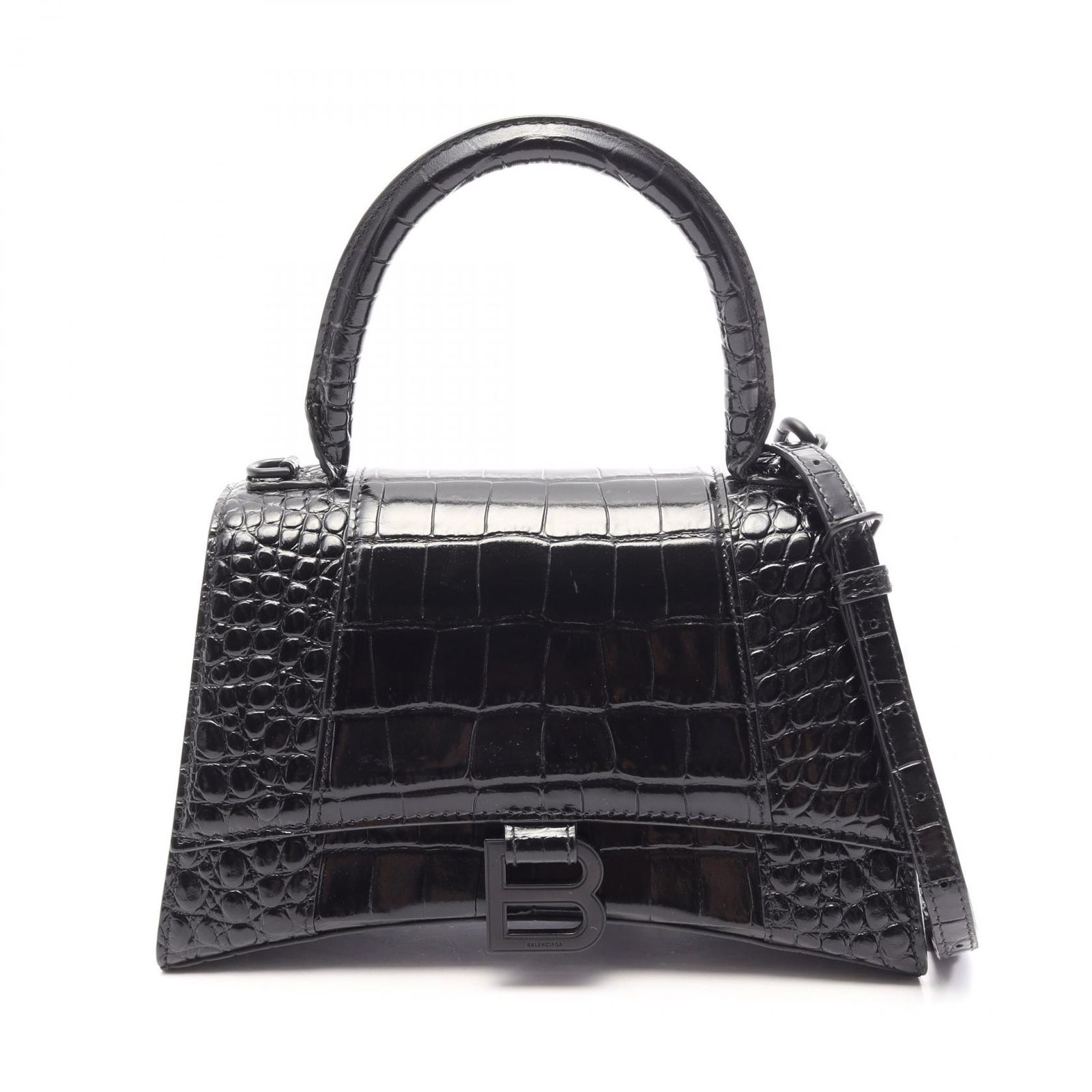 BALENCIAGA バレンシアガ アワーグラス スモール クロコ型押し 2WAY ハンドバッグ