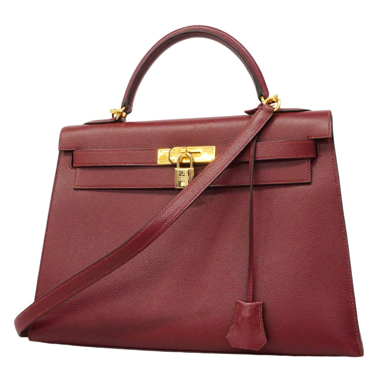 エルメス(Hermes) エルメス ハンドバッグ ケリー32 ヴォーエプソン ルージュアッシュ □B刻印 2wayバッグレディース