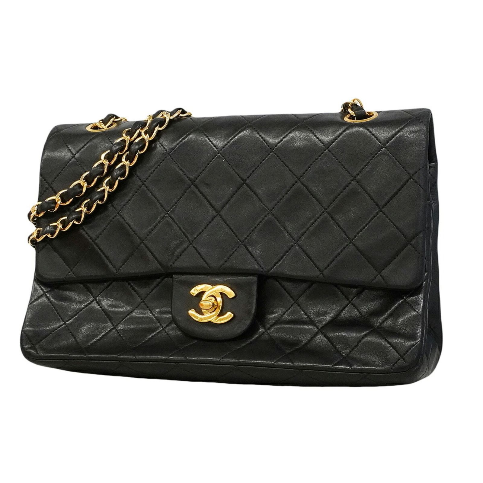 シャネル(Chanel) シャネル ショルダーバッグ マトラッセ Wフラップ Wチェーン ラムスキン ブラック レディース 381,277円