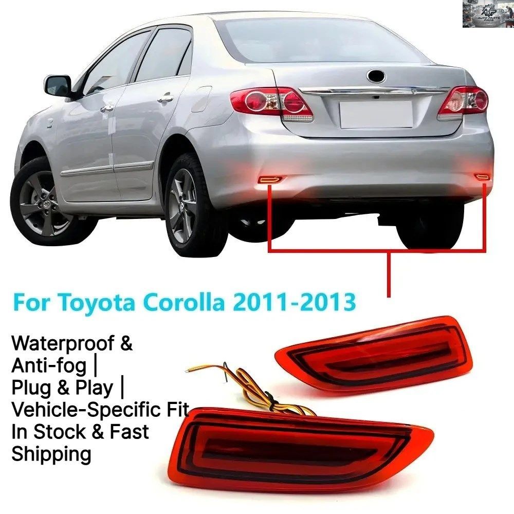 2PCS RED LED REAR BUMPER LIGHT TOYOTA COROLLA 2011 2012 2013 DRIVING BRAKE LAMP WARNING LAMP ABS WATERPROOF IP67