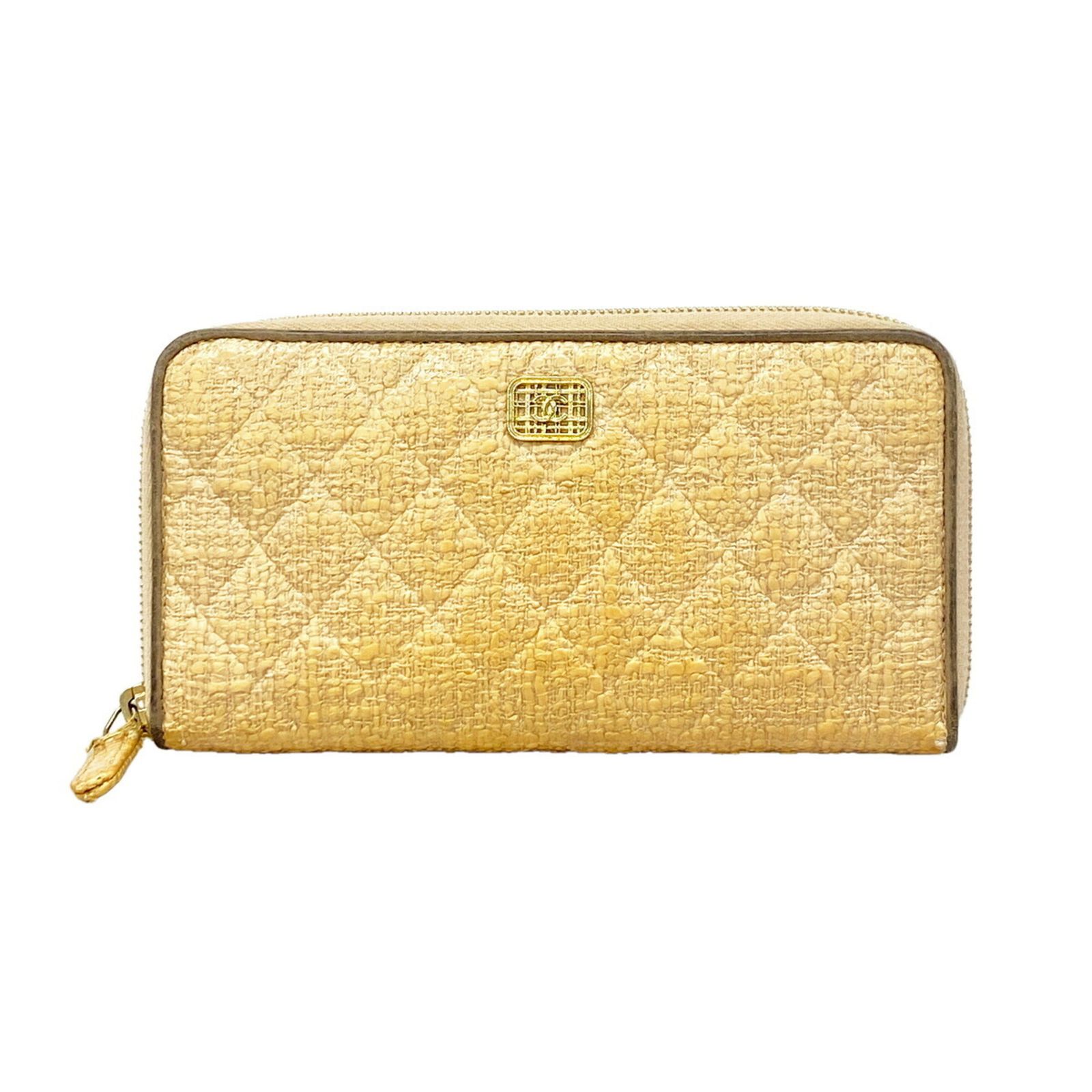 シャネル(Chanel) シャネル 長財布 マトラッセ ツイード ゴートスキン ベージュ レディース P3291317