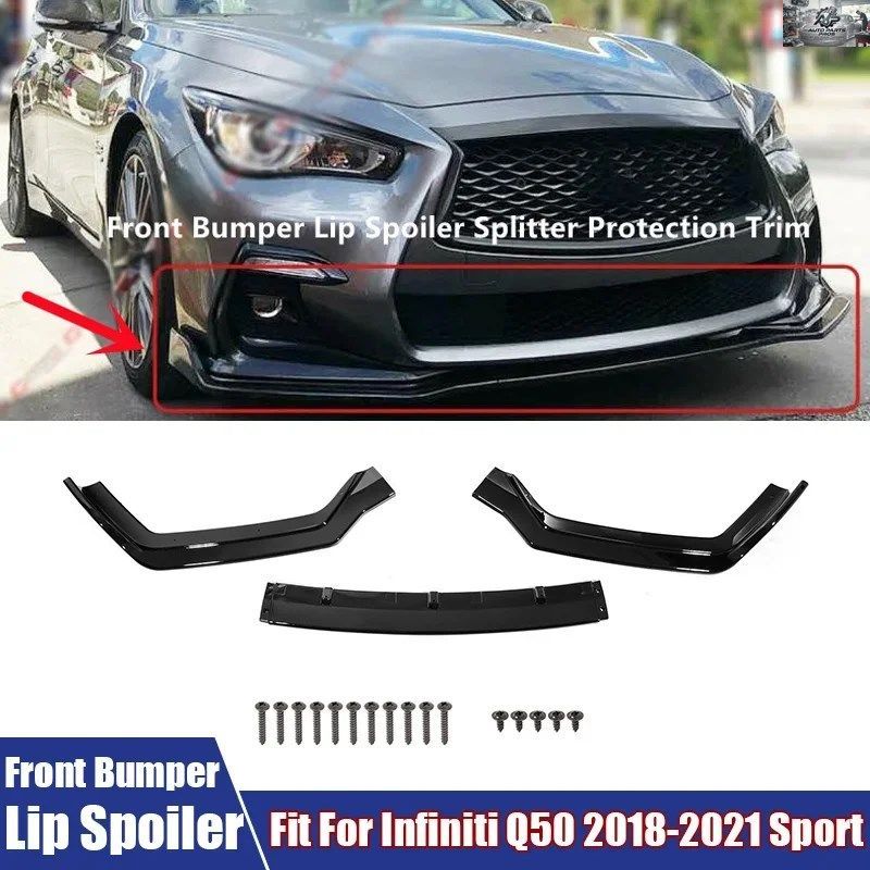 PP FRONT BUMPER LIP SPOILER SPLITTER PROTECTION TRIM INFINITI Q50 2018 - 21 SPORT CAR