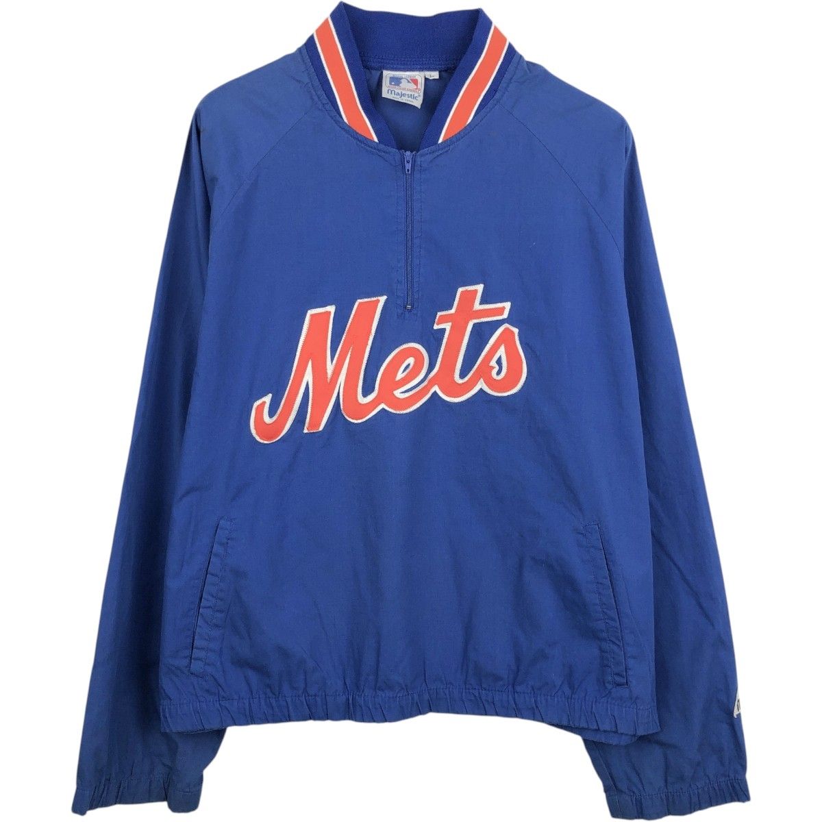 古着 90~00年代 Majestic MLB NEWYORK METS ニューヨークメッツ ハーフジップ ウォームアッププルオーバー メンズL相当/eaa665541