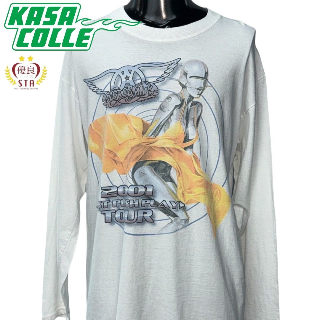 AEROSMITH 空山基　2001 World Tour Tシャツ L AEROSMITH】エアロスミス 00s JUST PUSH PLAY TOUR 2001 空山基 ロンT