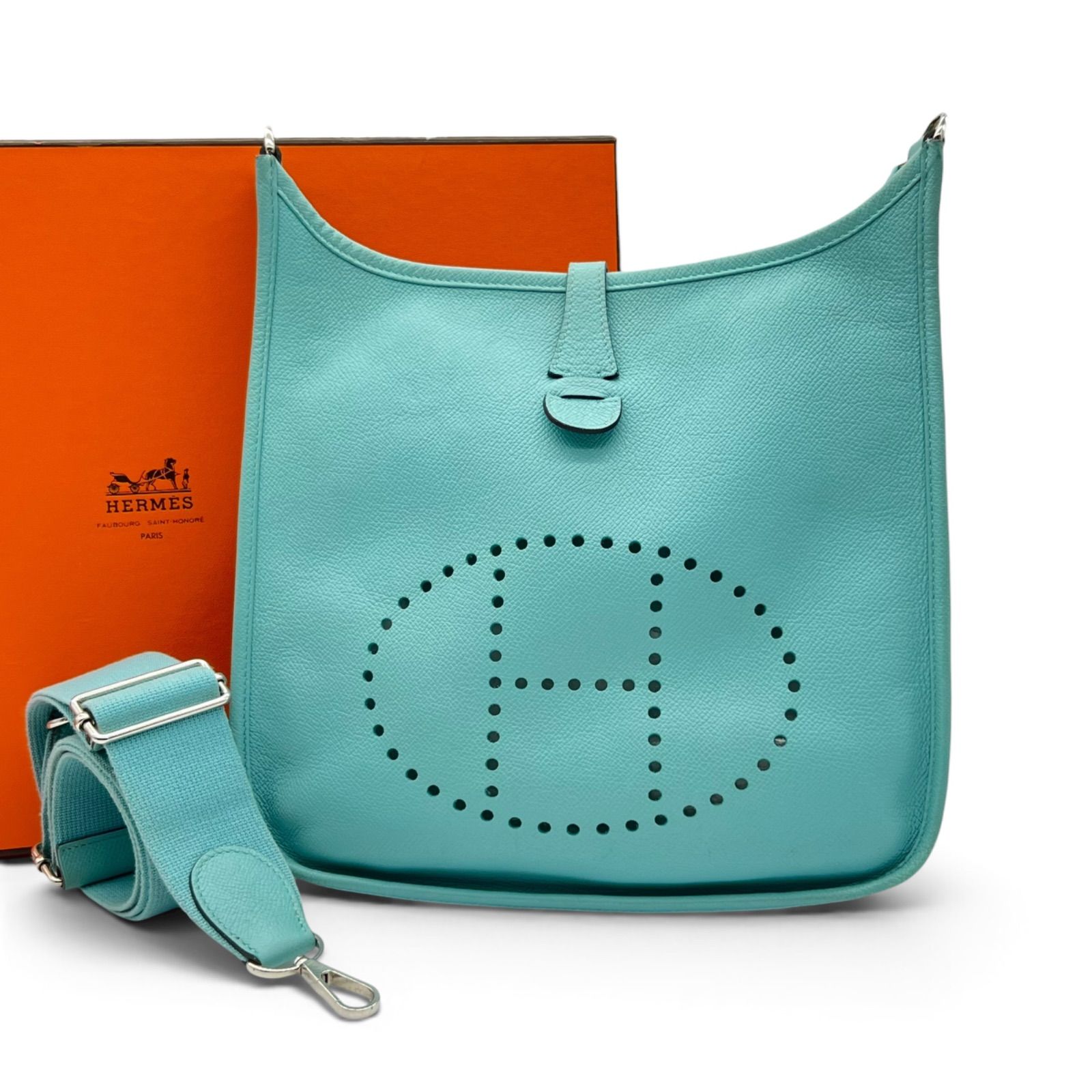 HERMES エルメス エヴリンⅢ PM エブリン T刻印 エプソン ターコイズブルー レアカラー ショルダーバッグ