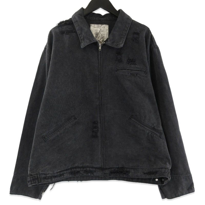 未使用 Basketcase バスケットケース HENCH distressed work jacket ワークジャケット ダメージ加工 ブラック 黒 XL 71016437
