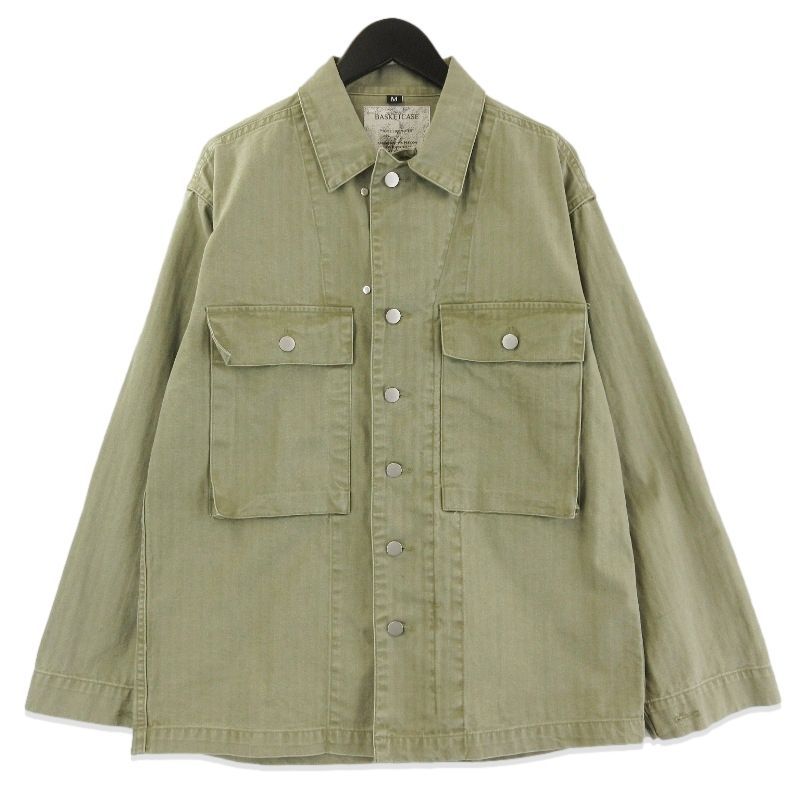 未使用 Basketcase バスケットケース BEATNIK v2 button up ミリタリージャケット USED加工 ミリタリーグリーン M 71016438