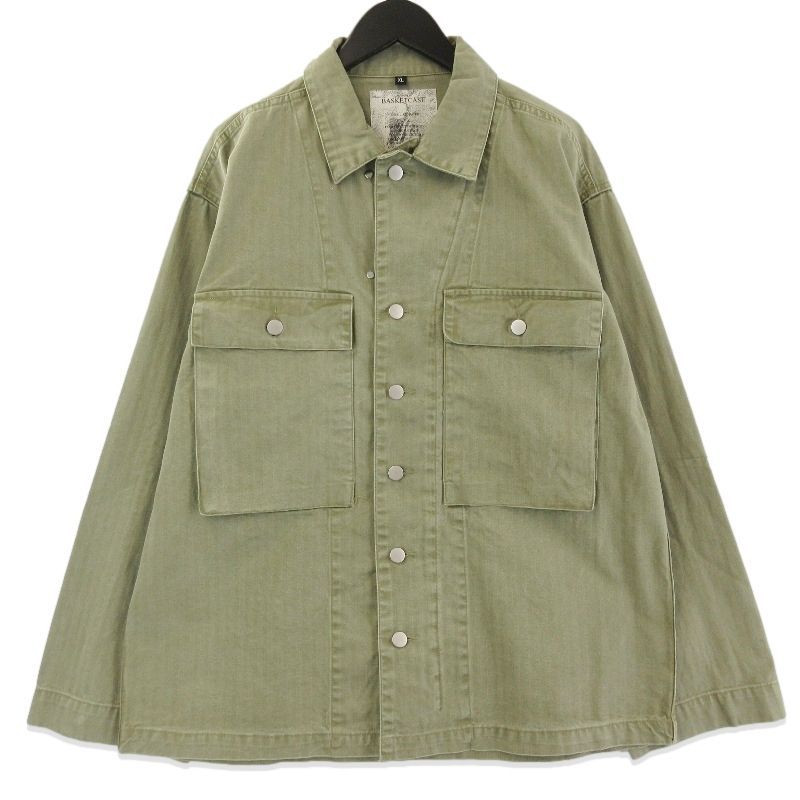 未使用 Basketcase バスケットケース BEATNIK v2 button up ミリタリージャケット USED加工 ミリタリーグリーン XL 71016440