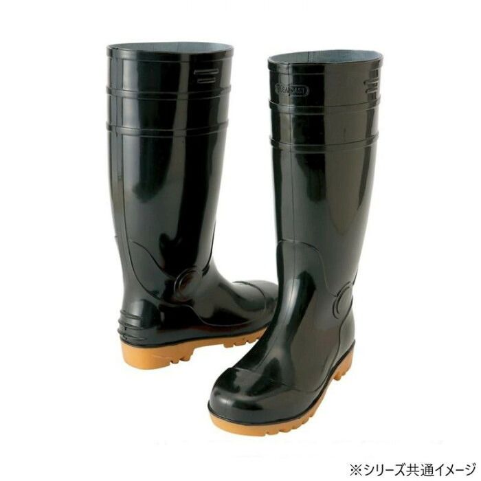 鋼製先芯でつま先を守るシンプルなPVC長靴 アイトス 長靴(先芯入り) ブラック 24.0cm 4437 キッチンから土木作業まで 耐油底 幅広3E 6,034円