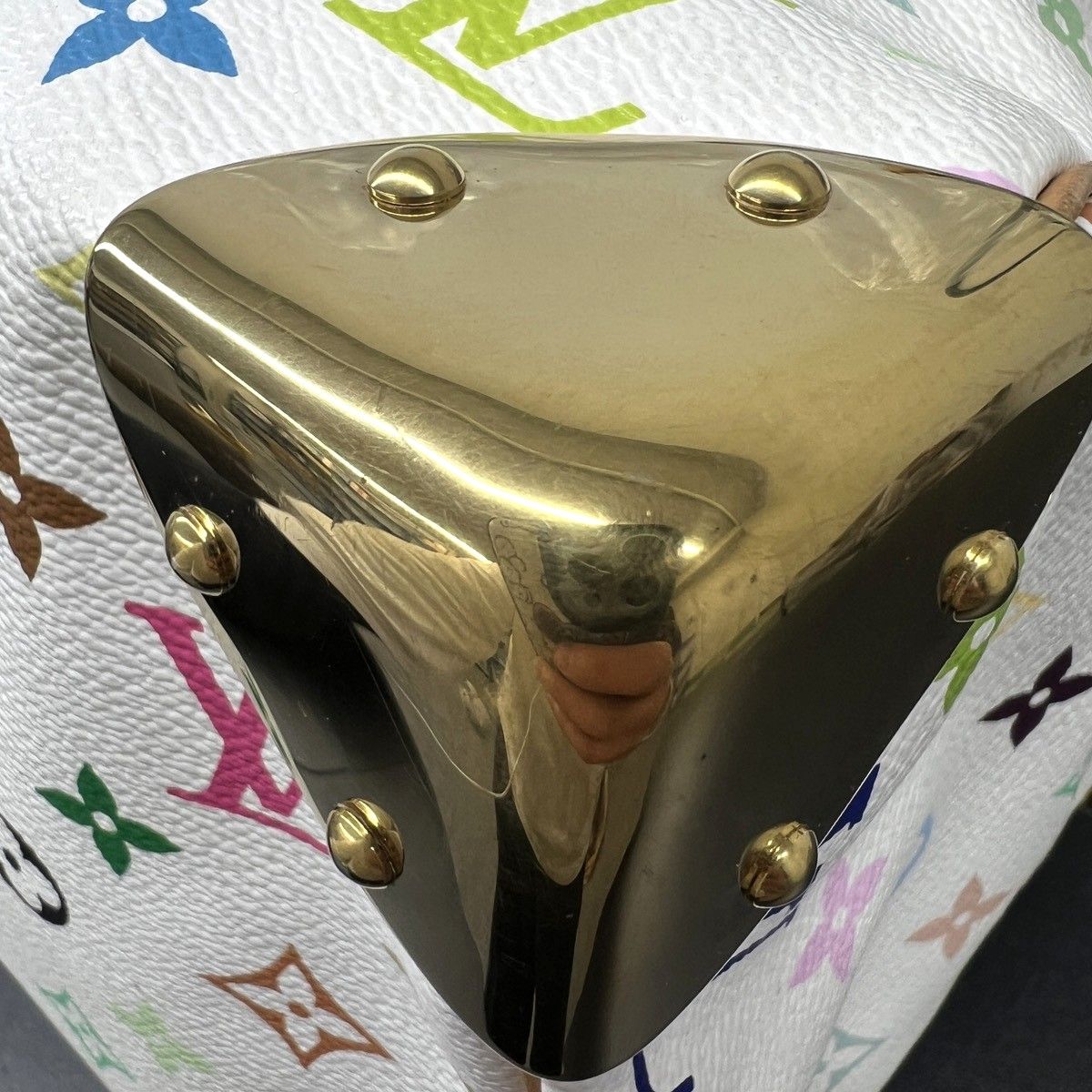 LOUIS VUITTON 美品 ルイヴィトン スピーディ30 モノグラムマルチカラー ブロン ハンドバッグ M92643 PVC レザー SP3007 ホワイト マルチカラー ミニボストン LV ABランク 中古 鑑定済 ヴィトンバッグ