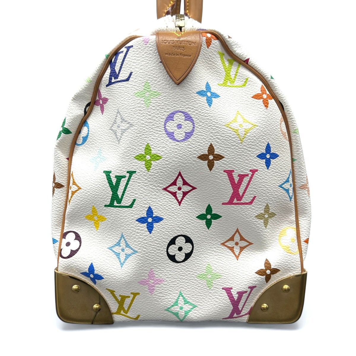 LOUIS VUITTON 美品 ルイヴィトン スピーディ30 モノグラムマルチカラー ブロン ハンドバッグ M92643 PVC レザー SP3007 ホワイト マルチカラー ミニボストン LV ABランク 中古 鑑定済 ヴィトンバッグ