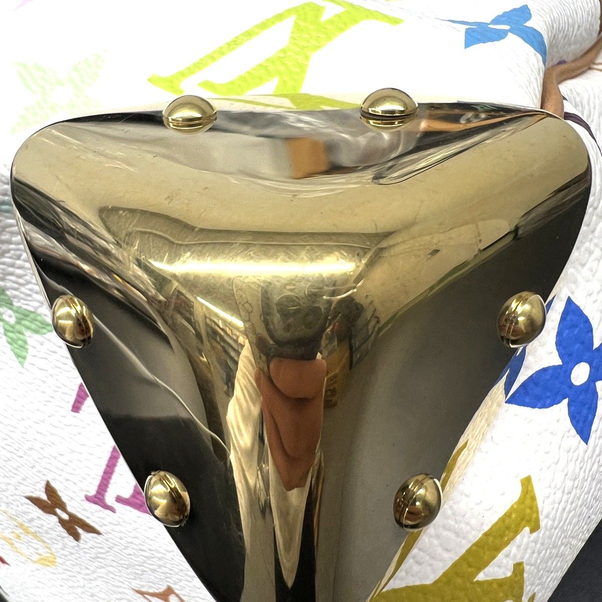 LOUIS VUITTON 美品 ルイヴィトン スピーディ30 モノグラムマルチカラー ブロン ハンドバッグ M92643 PVC レザー SP3007 ホワイト マルチカラー ミニボストン LV ABランク 中古 鑑定済 ヴィトンバッグ