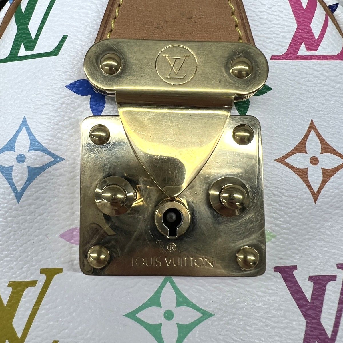 LOUIS VUITTON 美品 ルイヴィトン スピーディ30 モノグラムマルチカラー ブロン ハンドバッグ M92643 PVC レザー SP3007 ホワイト マルチカラー ミニボストン LV ABランク 中古 鑑定済 ヴィトンバッグ