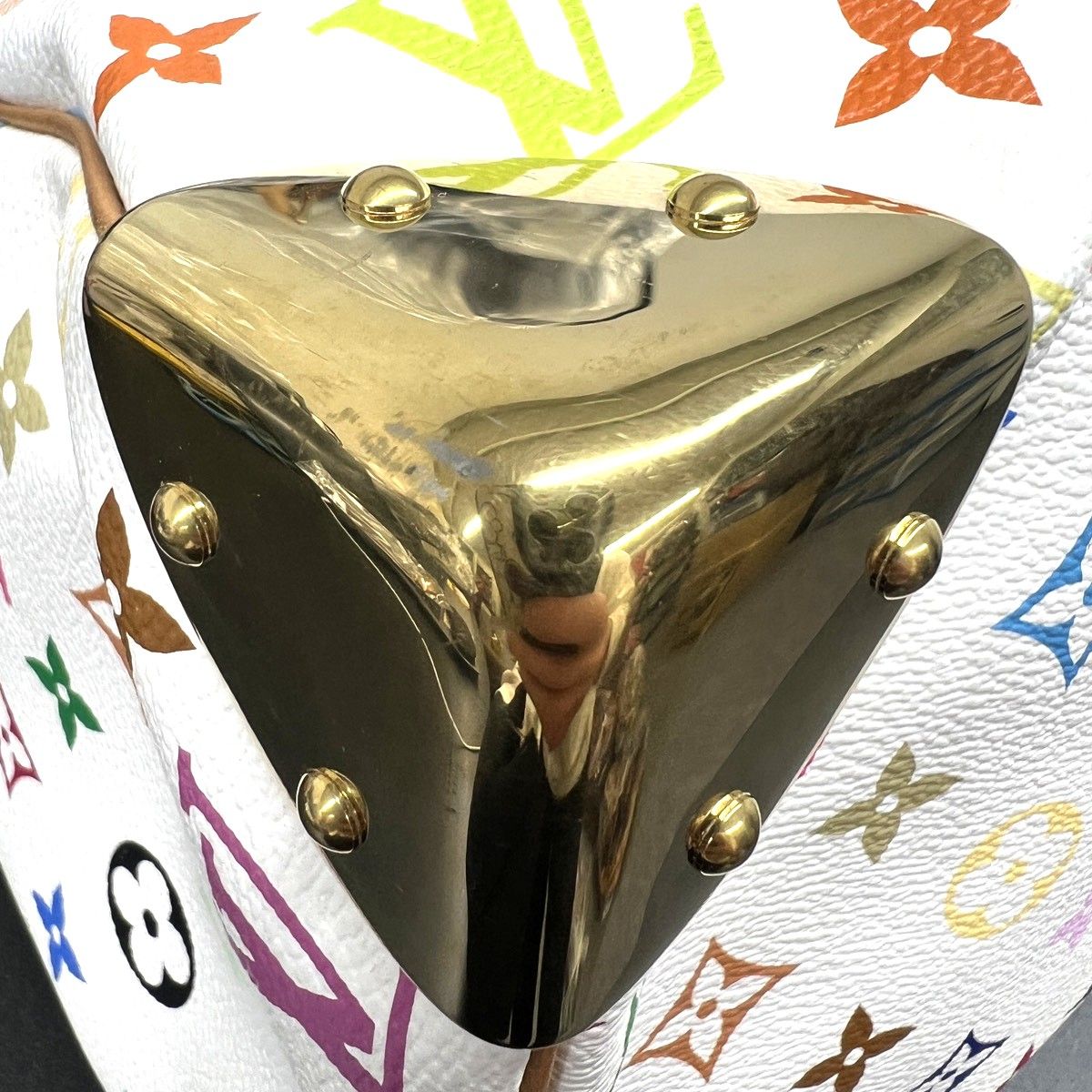 LOUIS VUITTON 美品 ルイヴィトン スピーディ30 モノグラムマルチカラー ブロン ハンドバッグ M92643 PVC レザー SP3007 ホワイト マルチカラー ミニボストン LV ABランク 中古 鑑定済 ヴィトンバッグ