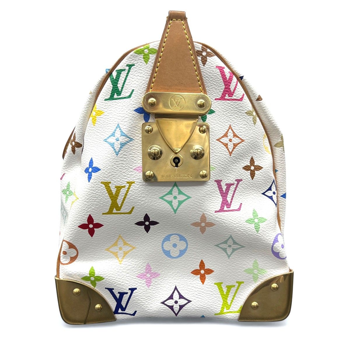 LOUIS VUITTON 美品 ルイヴィトン スピーディ30 モノグラムマルチカラー ブロン ハンドバッグ M92643 PVC レザー SP3007 ホワイト マルチカラー ミニボストン LV ABランク 中古 鑑定済 ヴィトンバッグ