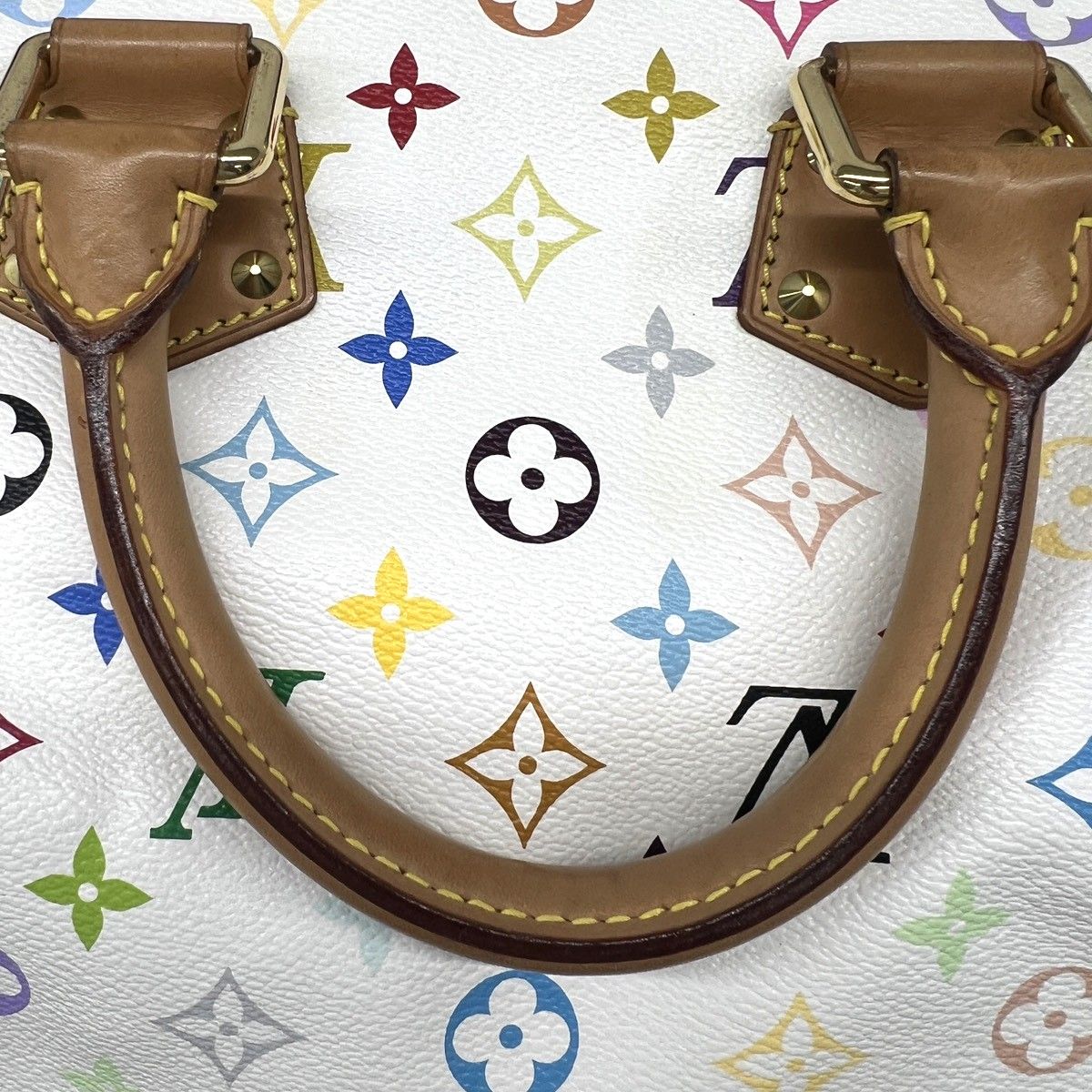 LOUIS VUITTON 美品 ルイヴィトン スピーディ30 モノグラムマルチカラー ブロン ハンドバッグ M92643 PVC レザー SP3007 ホワイト マルチカラー ミニボストン LV ABランク 中古 鑑定済 ヴィトンバッグ