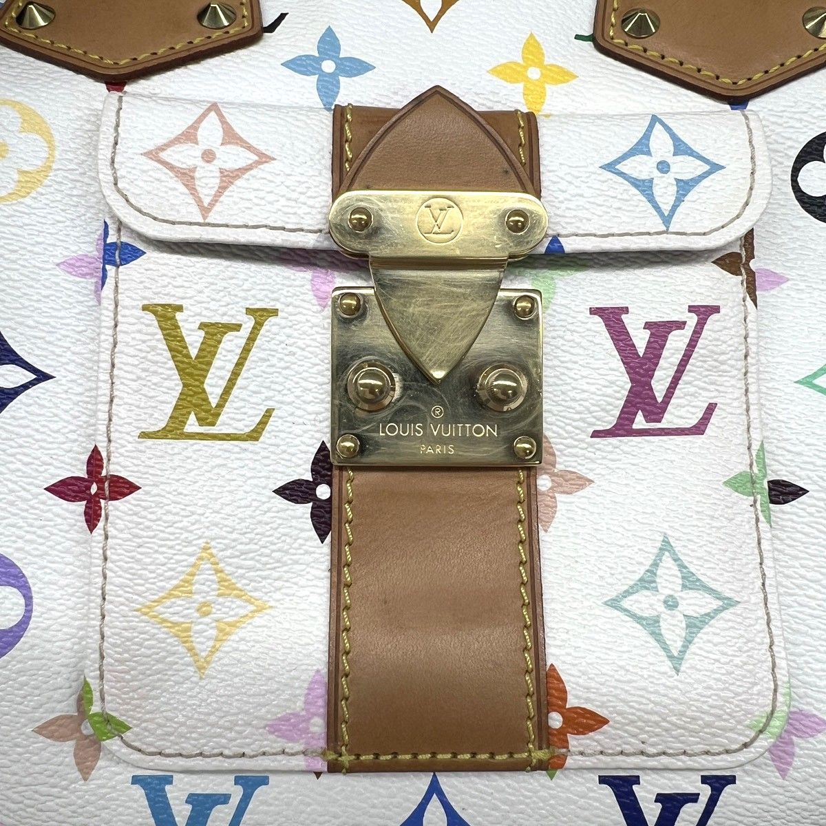LOUIS VUITTON 美品 ルイヴィトン スピーディ30 モノグラムマルチカラー ブロン ハンドバッグ M92643 PVC レザー SP3007 ホワイト マルチカラー ミニボストン LV ABランク 中古 鑑定済 ヴィトンバッグ
