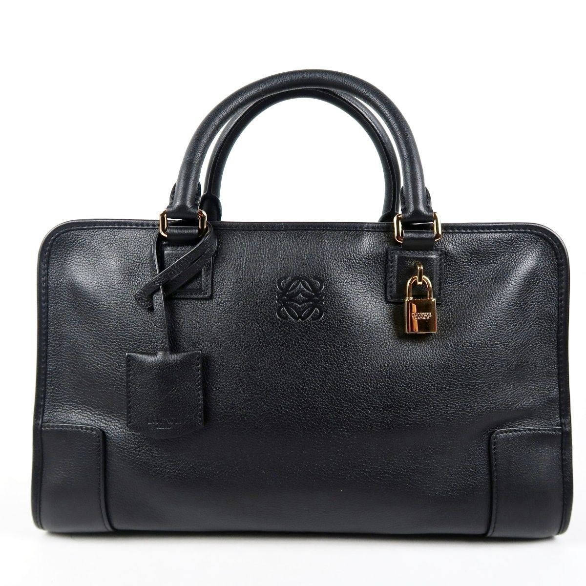 【超美品】LOEWE ロエベ アマソナ 36 ミニボストン ハンドバッグ レザー ブラック ブランド鞄 レディース【NT98】
