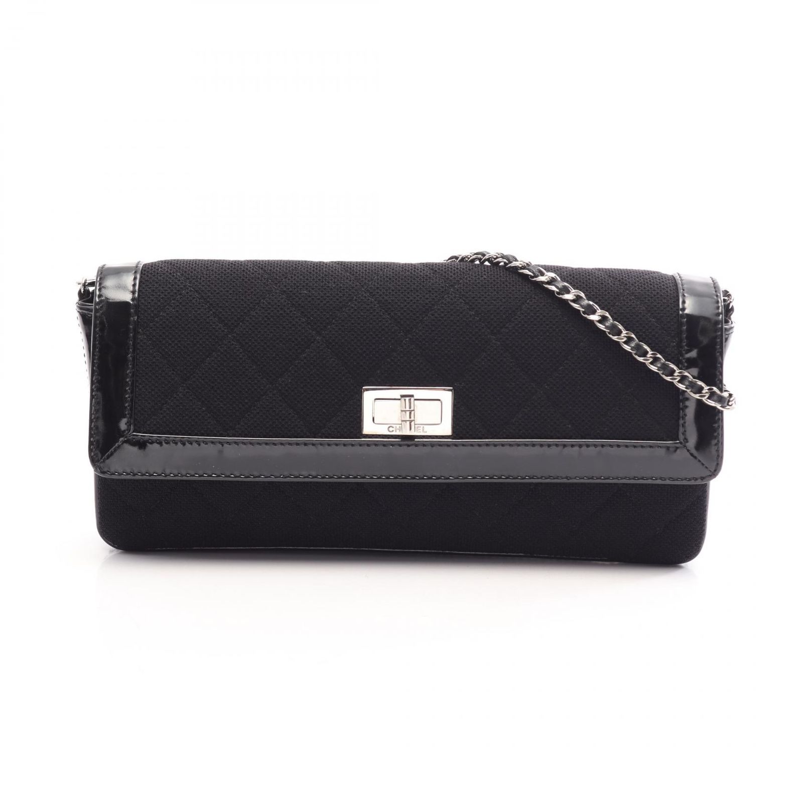 シャネル CHANEL ショルダーバッグ 2.55 マトラッセ イーストウエスト ブラック キャンバス レザー 2.55 マトラッセ イーストウエスト チェーンショルダー レディース 194,900円