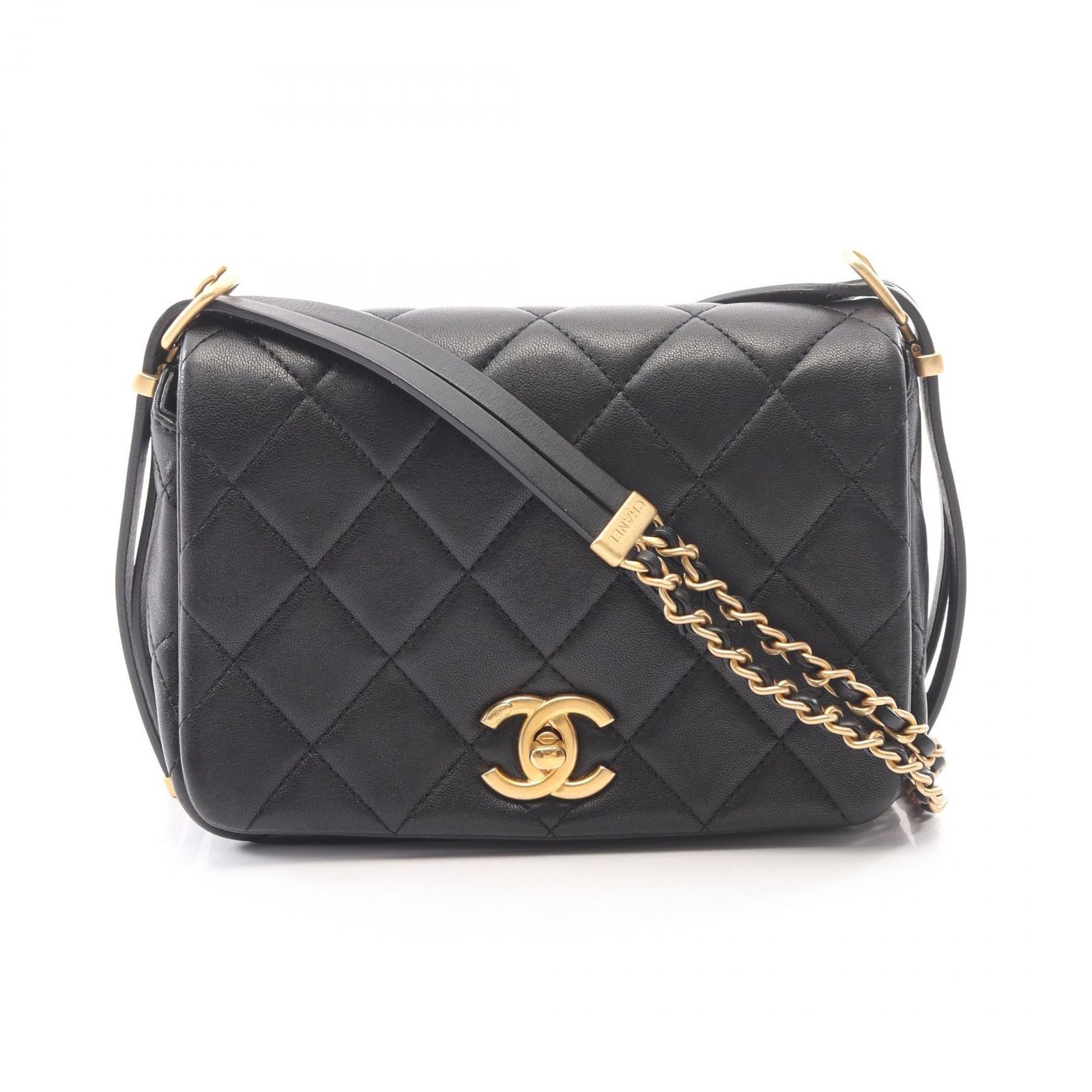 シャネル CHANEL ショルダーバッグ マトラッセ ブラック ラムスキン（羊革） マトラッセ スモールフラップ チェーンショルダー レディース Used A 337,860円
