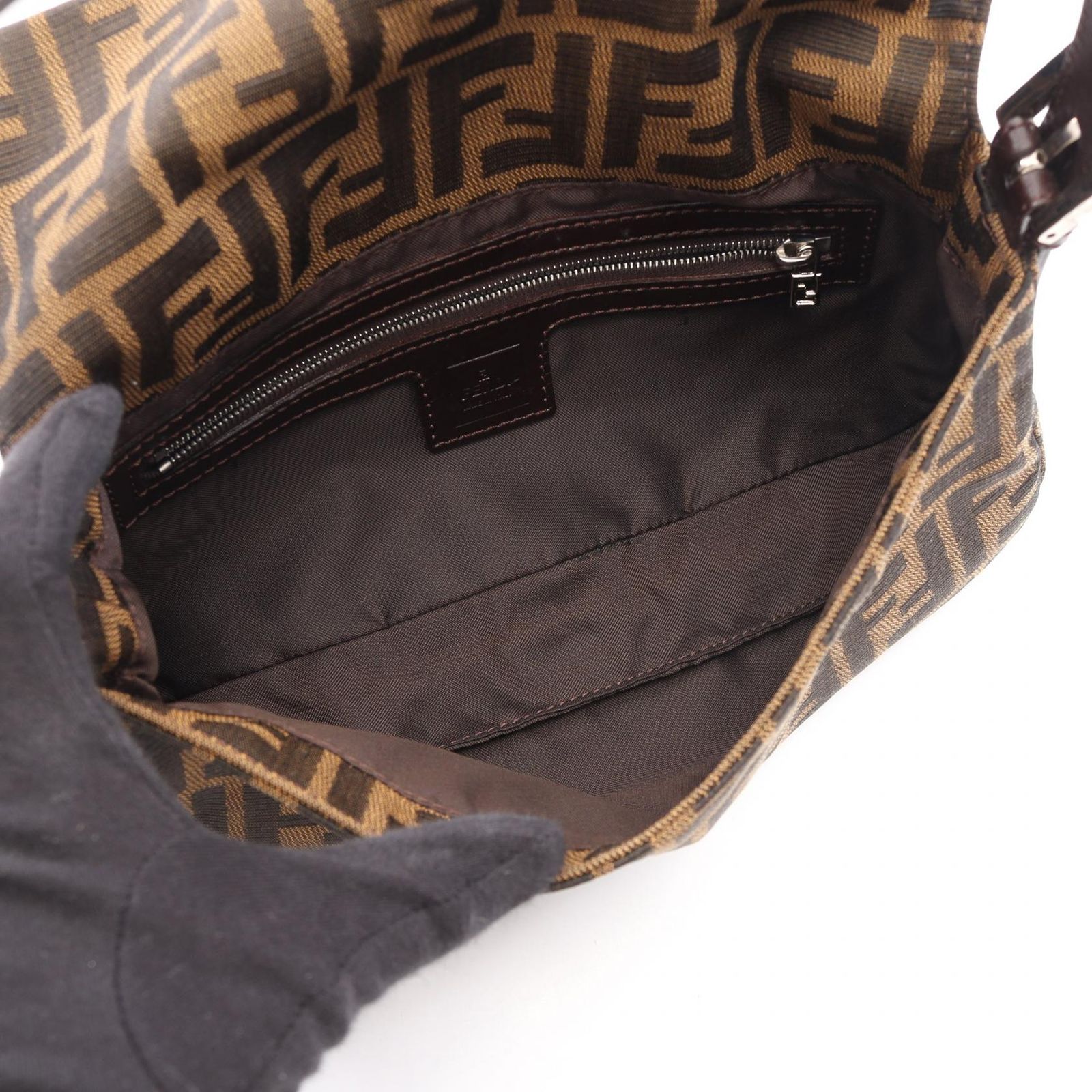 フェンディ FENDI ハンドバッグ マンマバケット ズッカ ブラウン/ブラック キャンバス レザー ズッカ マンマバケット レディース Used A