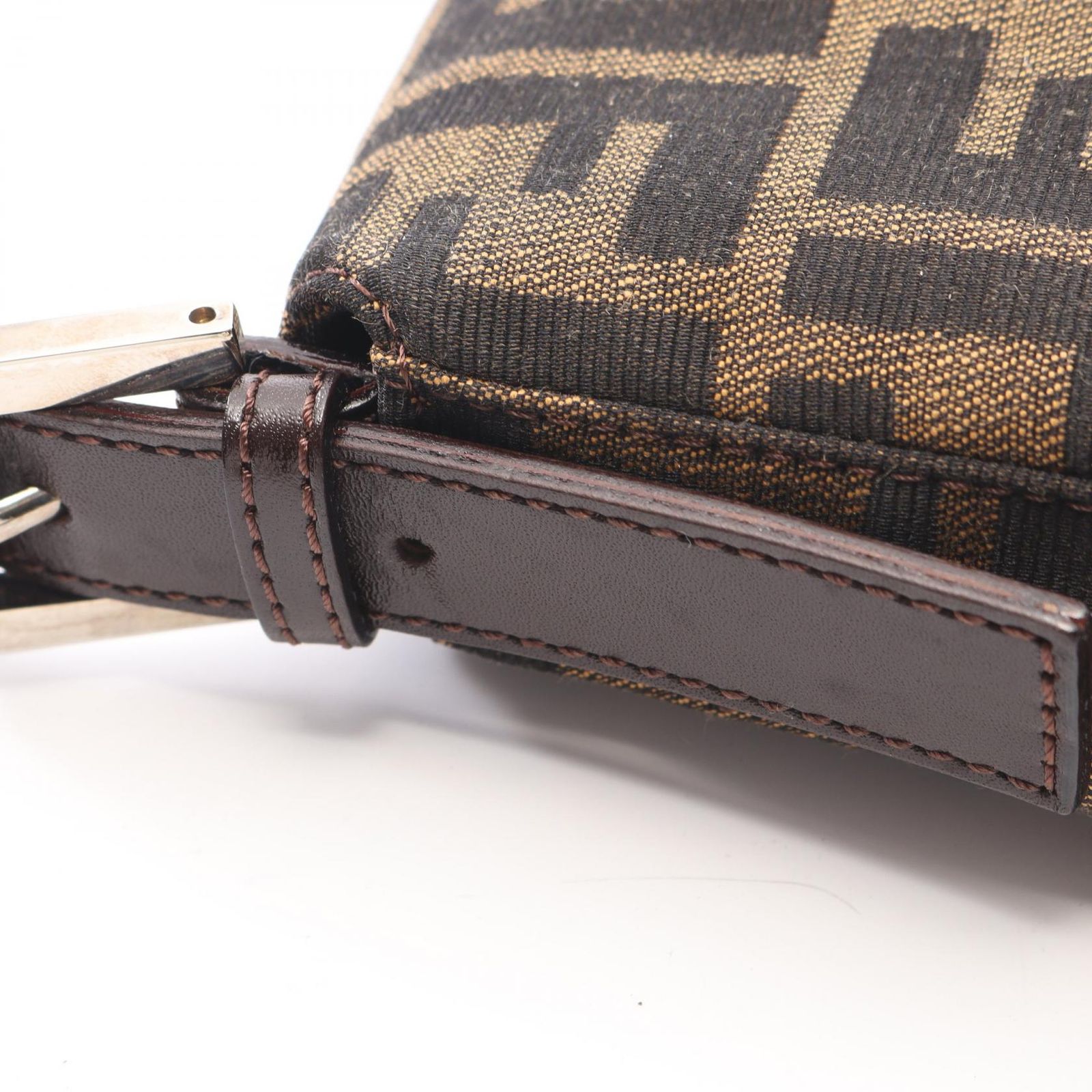 フェンディ FENDI ハンドバッグ マンマバケット ズッカ ブラウン/ブラック キャンバス レザー ズッカ マンマバケット レディース Used A