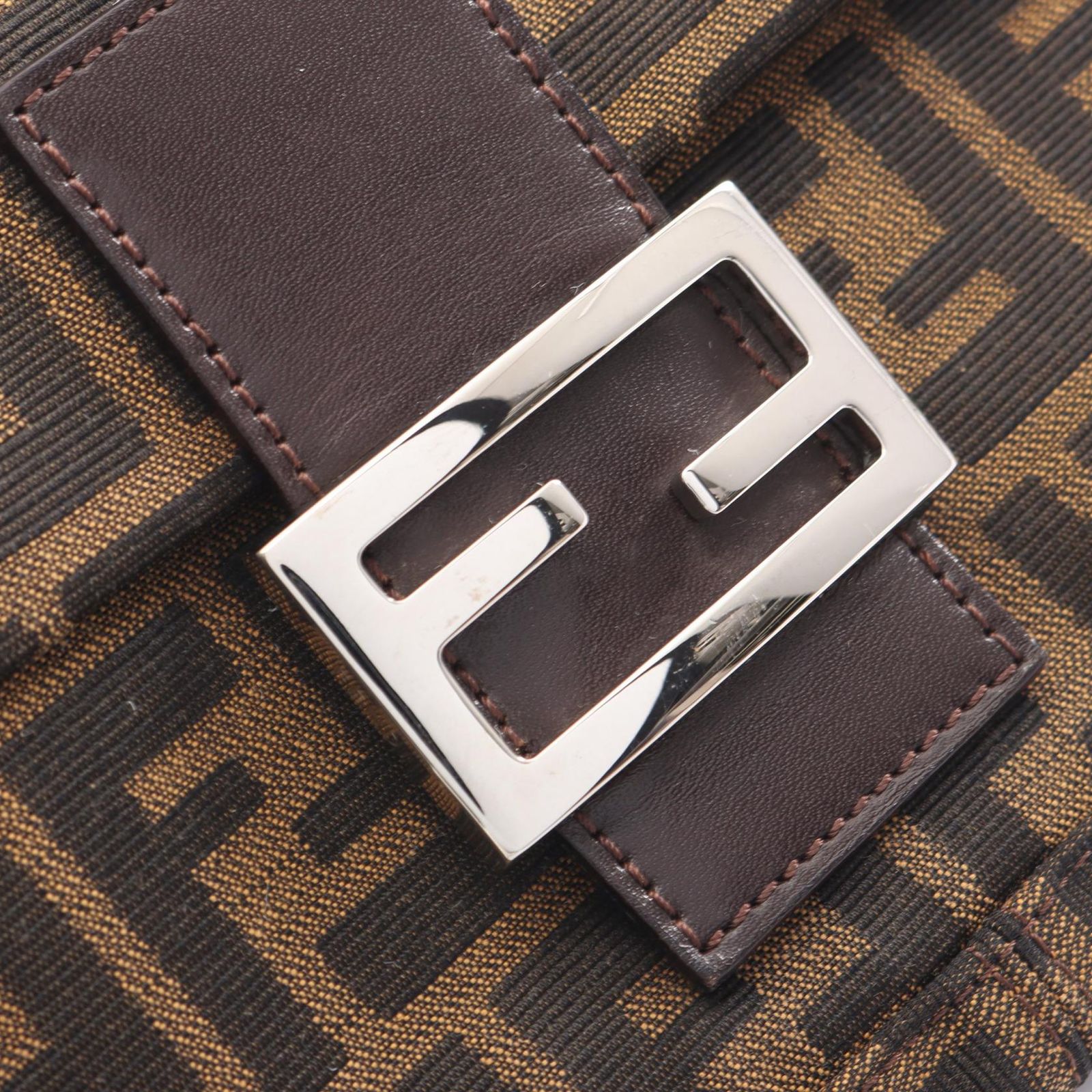 フェンディ FENDI ハンドバッグ マンマバケット ズッカ ブラウン/ブラック キャンバス レザー ズッカ マンマバケット レディース Used A