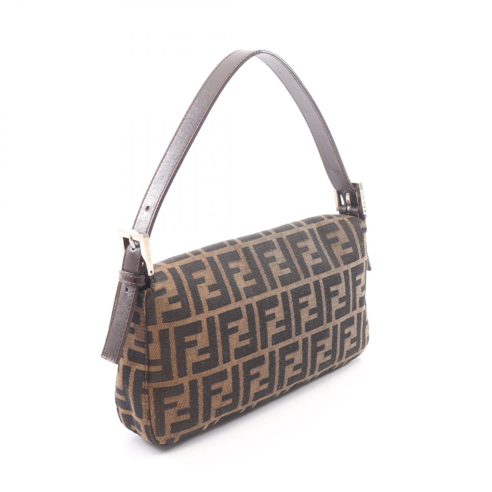フェンディ FENDI ハンドバッグ マンマバケット ズッカ ブラウン/ブラック キャンバス レザー ズッカ マンマバケット レディース Used A