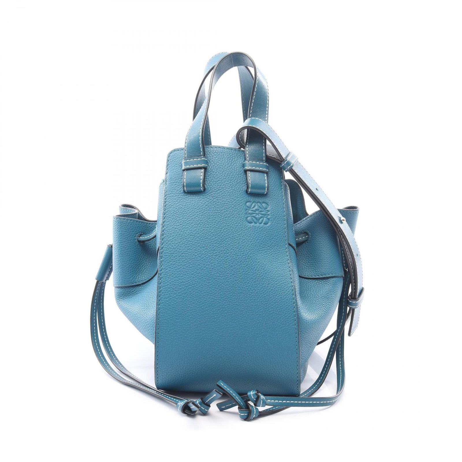 ロエベ LOEWE ハンドバッグ ハンモック ドローストリングバッグ スモール 2WAY ブルー レザー ハンモック ドローストリング スモール レディース Used B
