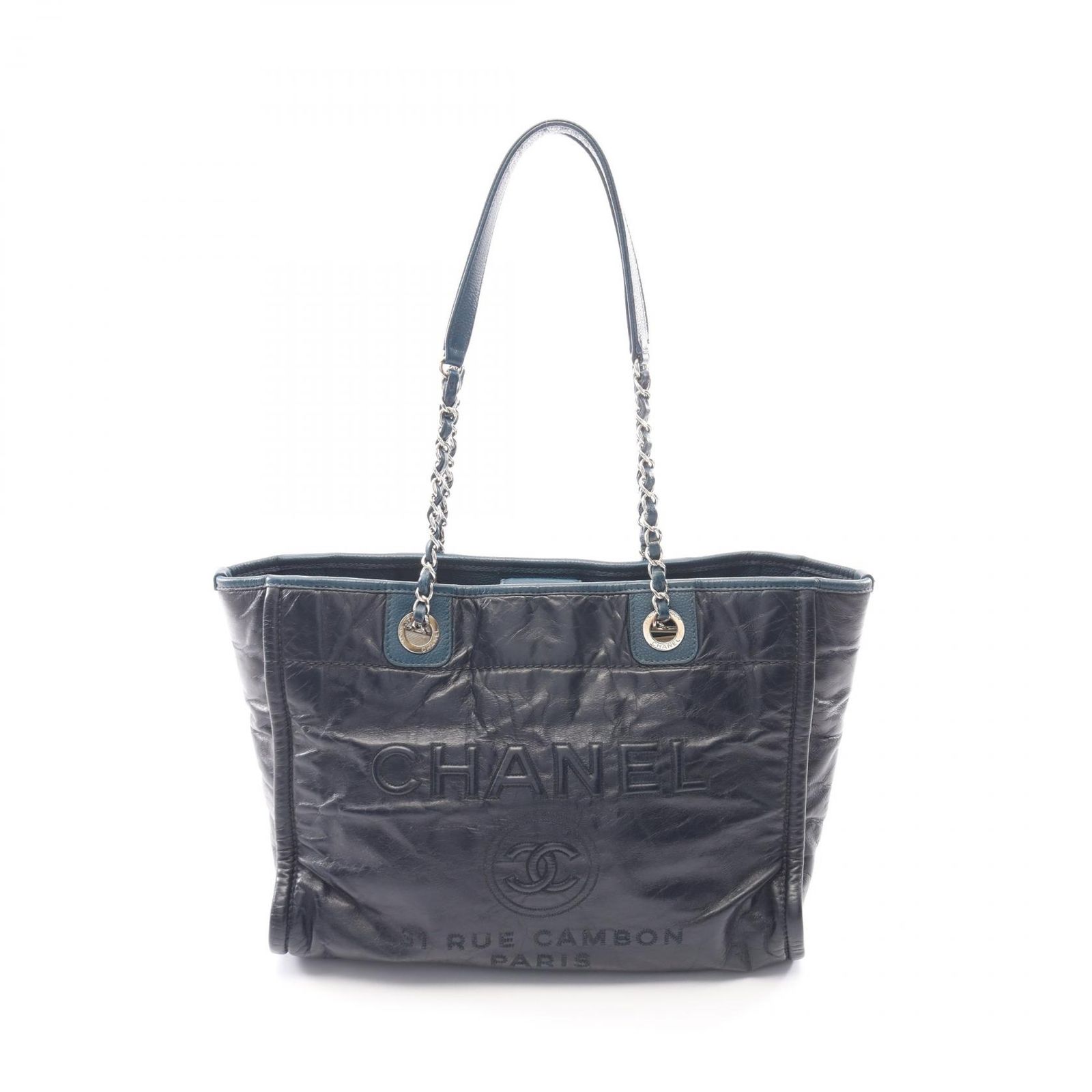 シャネル CHANEL トートバッグ ドーヴィル ダークネイビー レザー キャビアスキン(グレインドカーフ) ドーヴィル チェーンショルダーバック レディース Used B
