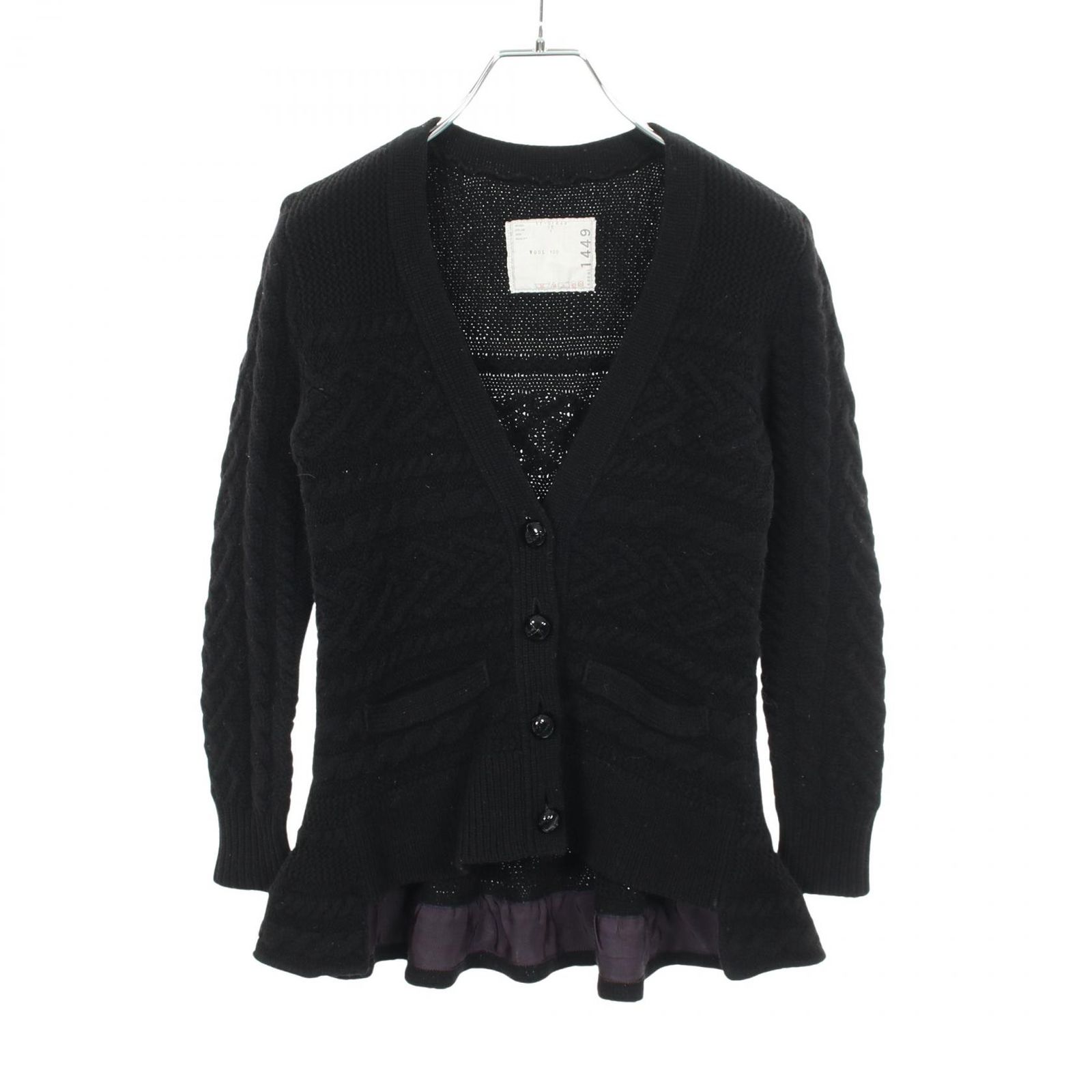 サカイ Sacai カーディガン ケーブルニット 11-01449 ブラック ウール ニットカーディガン レディース Used B 15,914円